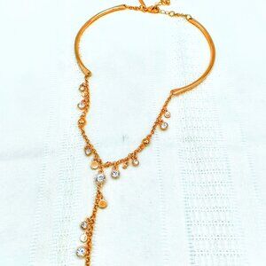 White House Black Market faux rose gold tassel v necklace